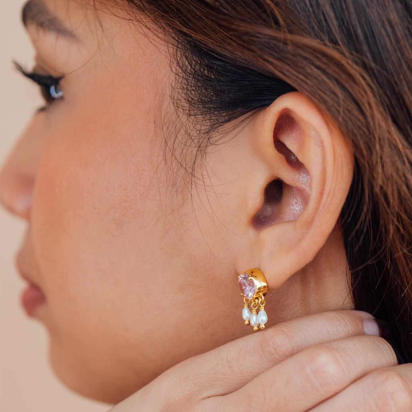 Rani Pearl Drop Stud Earrings