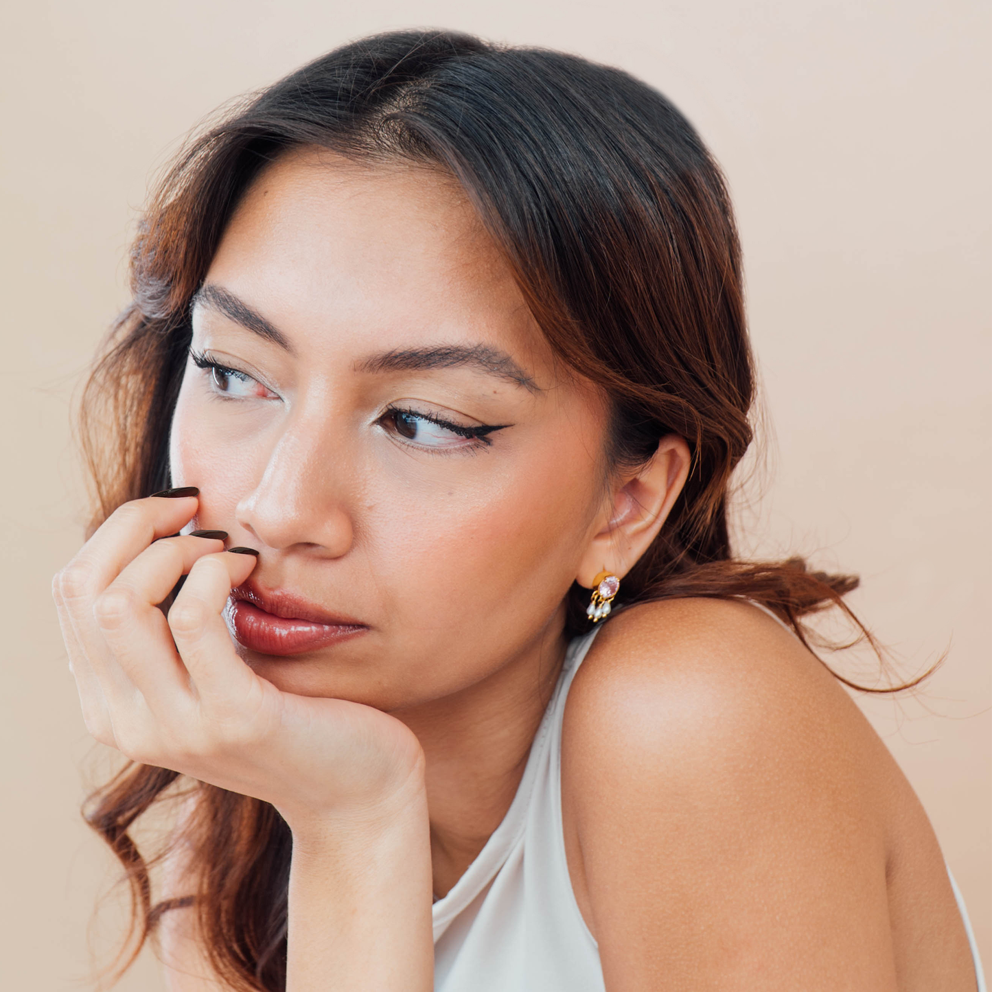 Rani Pearl Drop Stud Earrings